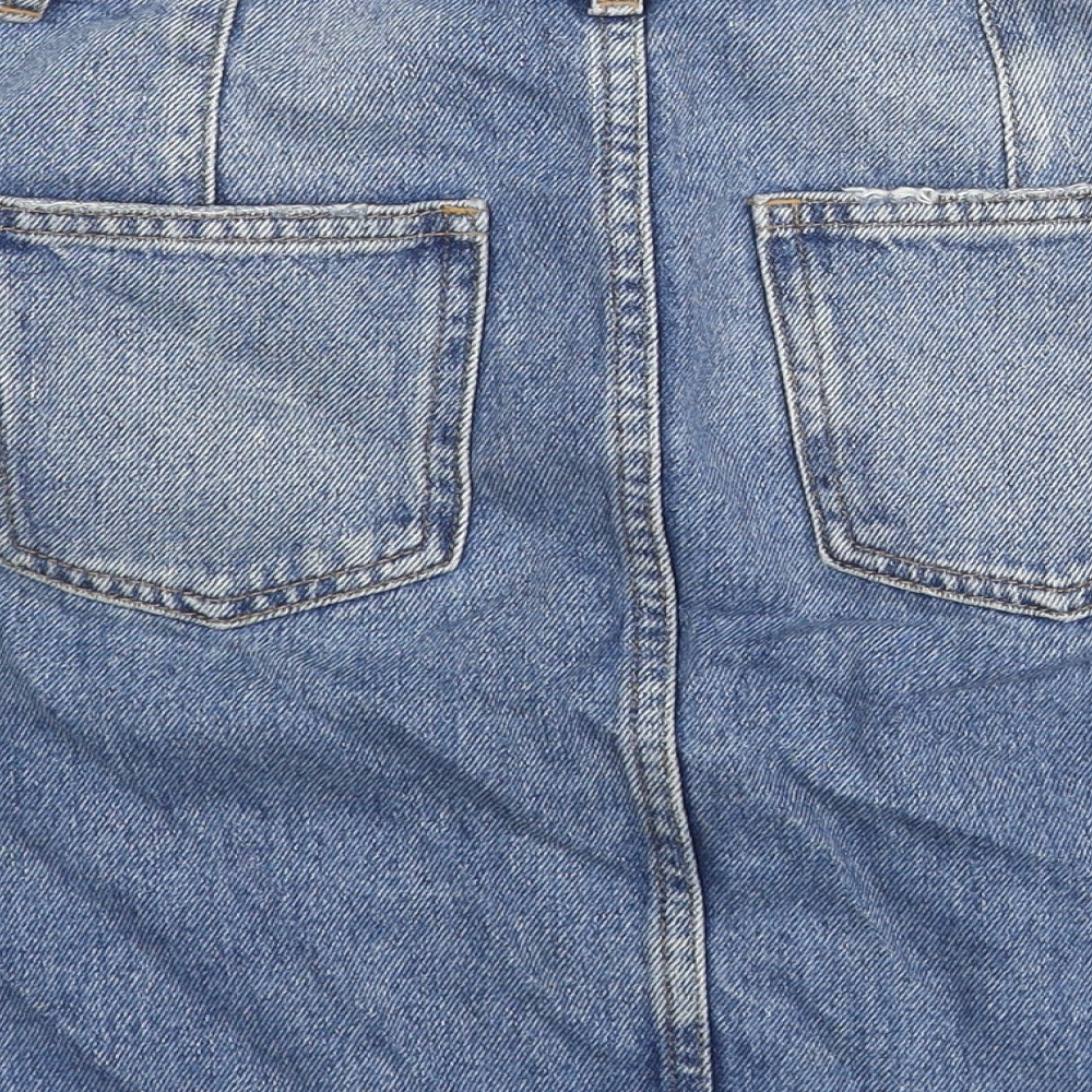 ASOS Womens Blue Cotton Straight & Pencil Skirt Size 6 Zip