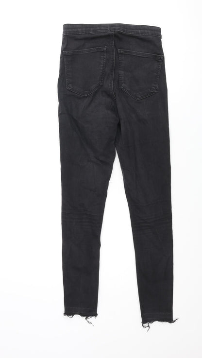 Topshop Womens Black Cotton Skinny Jeans Size 28 in L30 in Regular Zip - Raw Hem