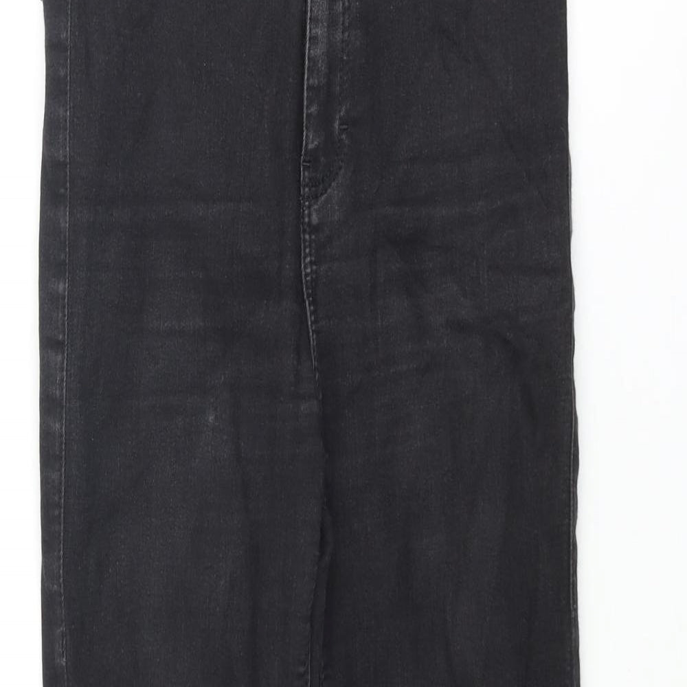 Topshop Womens Black Cotton Skinny Jeans Size 28 in L30 in Regular Zip - Raw Hem