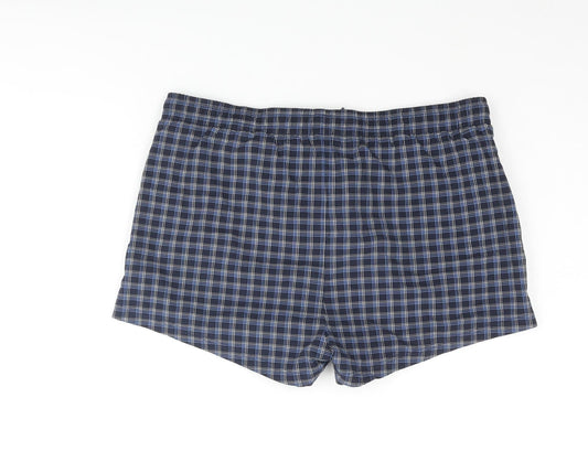 Blue Harbour Mens Blue Check Cotton Sweat Shorts Size L Regular Drawstring - Swim Shorts