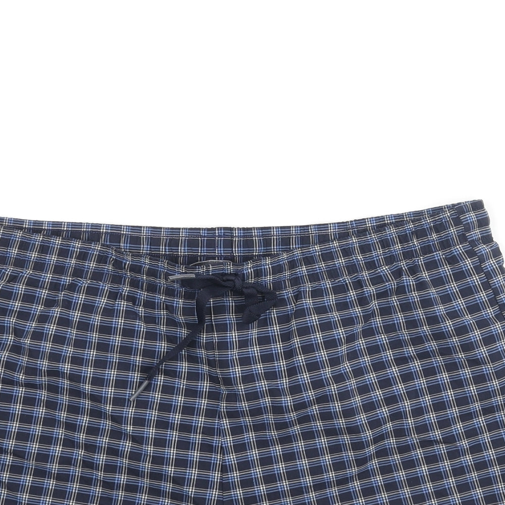 Blue Harbour Mens Blue Check Cotton Sweat Shorts Size L Regular Drawstring - Swim Shorts