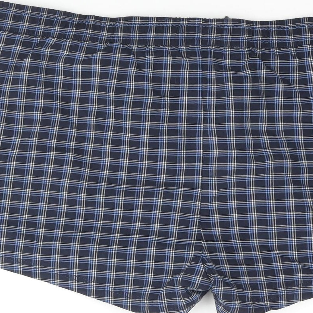 Blue Harbour Mens Blue Check Cotton Sweat Shorts Size L Regular Drawstring - Swim Shorts