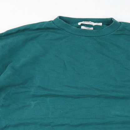 Topman Womens Green Cotton Pullover Sweatshirt Size S Pullover