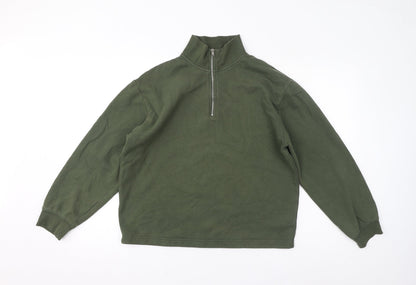 Topman Mens Green Cotton Henley Sweatshirt Size XS