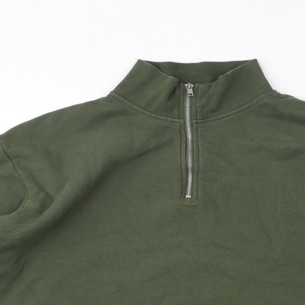 Topman Mens Green Cotton Henley Sweatshirt Size XS