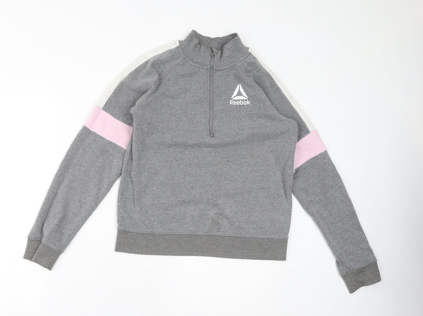 Reebok Girls Grey Cotton Henley Sweatshirt Size 2XL Pullover - Logo