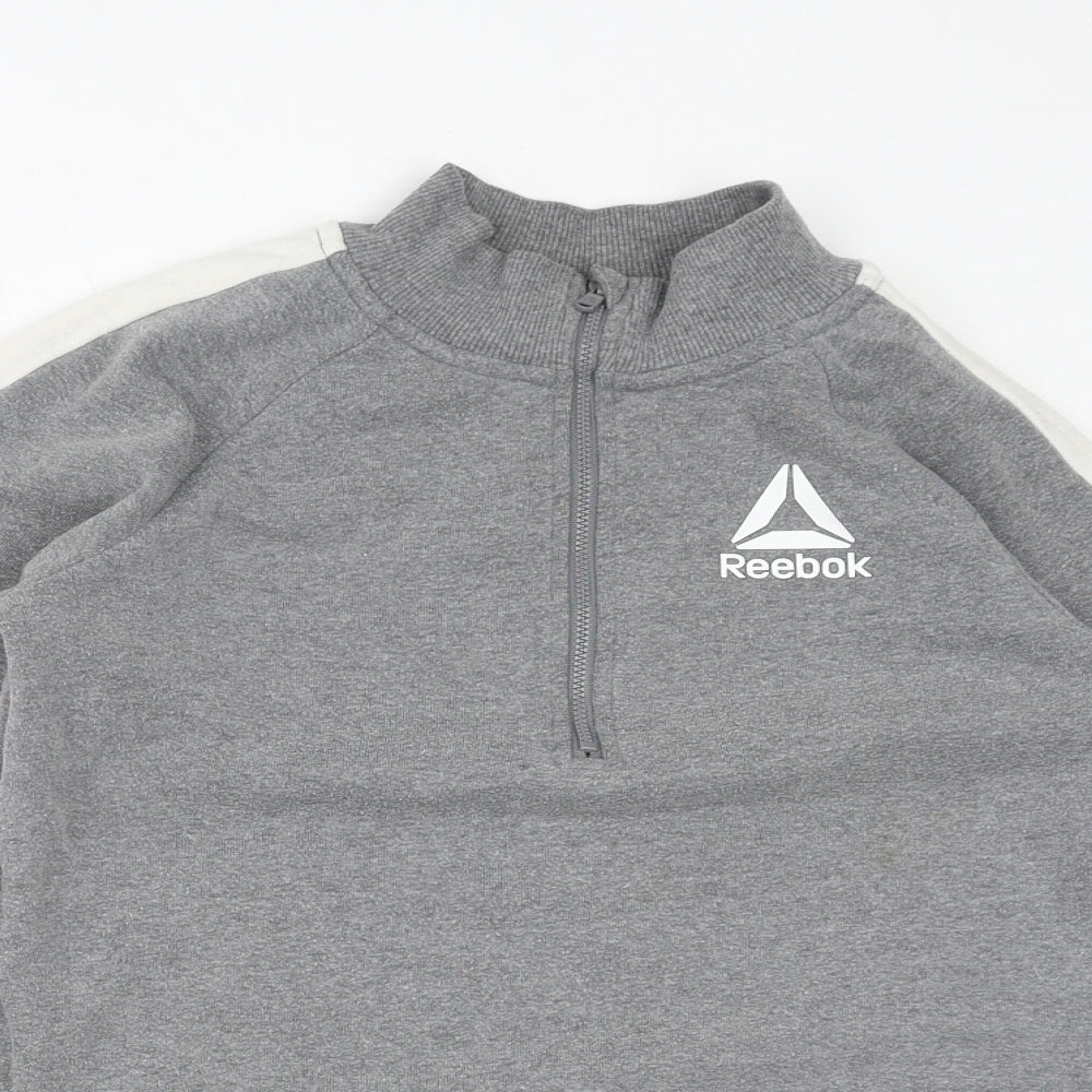 Reebok Girls Grey Cotton Henley Sweatshirt Size 2XL Pullover - Logo