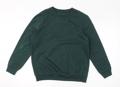 Bershka Womens Green Cotton Pullover Sweatshirt Size S Pullover