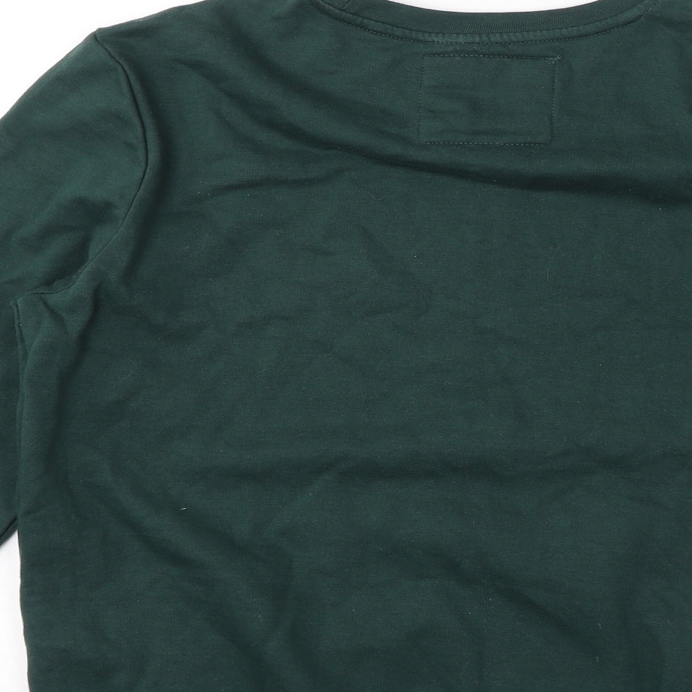 Bershka Womens Green Cotton Pullover Sweatshirt Size S Pullover