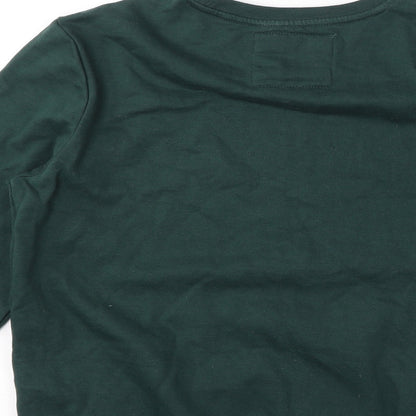 Bershka Womens Green Cotton Pullover Sweatshirt Size S Pullover