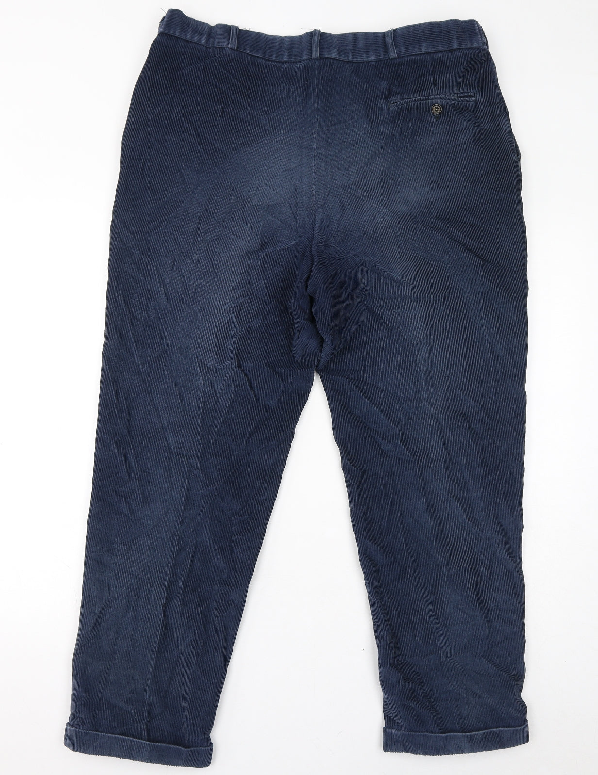 St Michael Mens Blue Cotton Cropped Trousers Size M L29 in Regular Zip