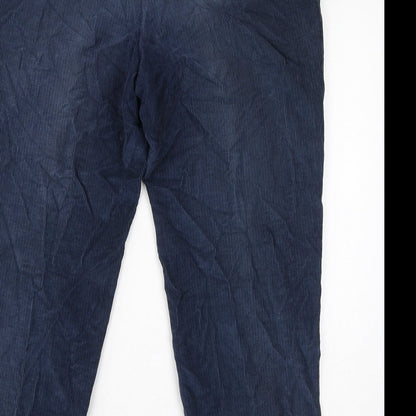 St Michael Mens Blue Cotton Cropped Trousers Size M L29 in Regular Zip