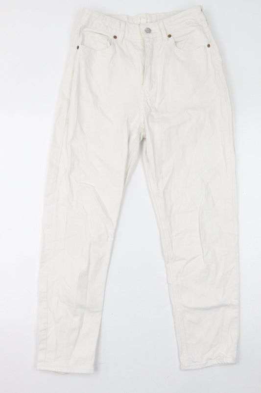 Womens UK Size 10 H&M Regular Fit Straight White Jeans