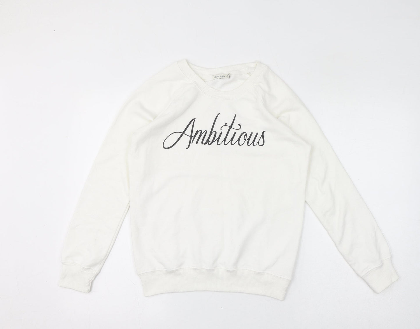 Bershka Womens White Polyester Pullover Sweatshirt Size S Pullover