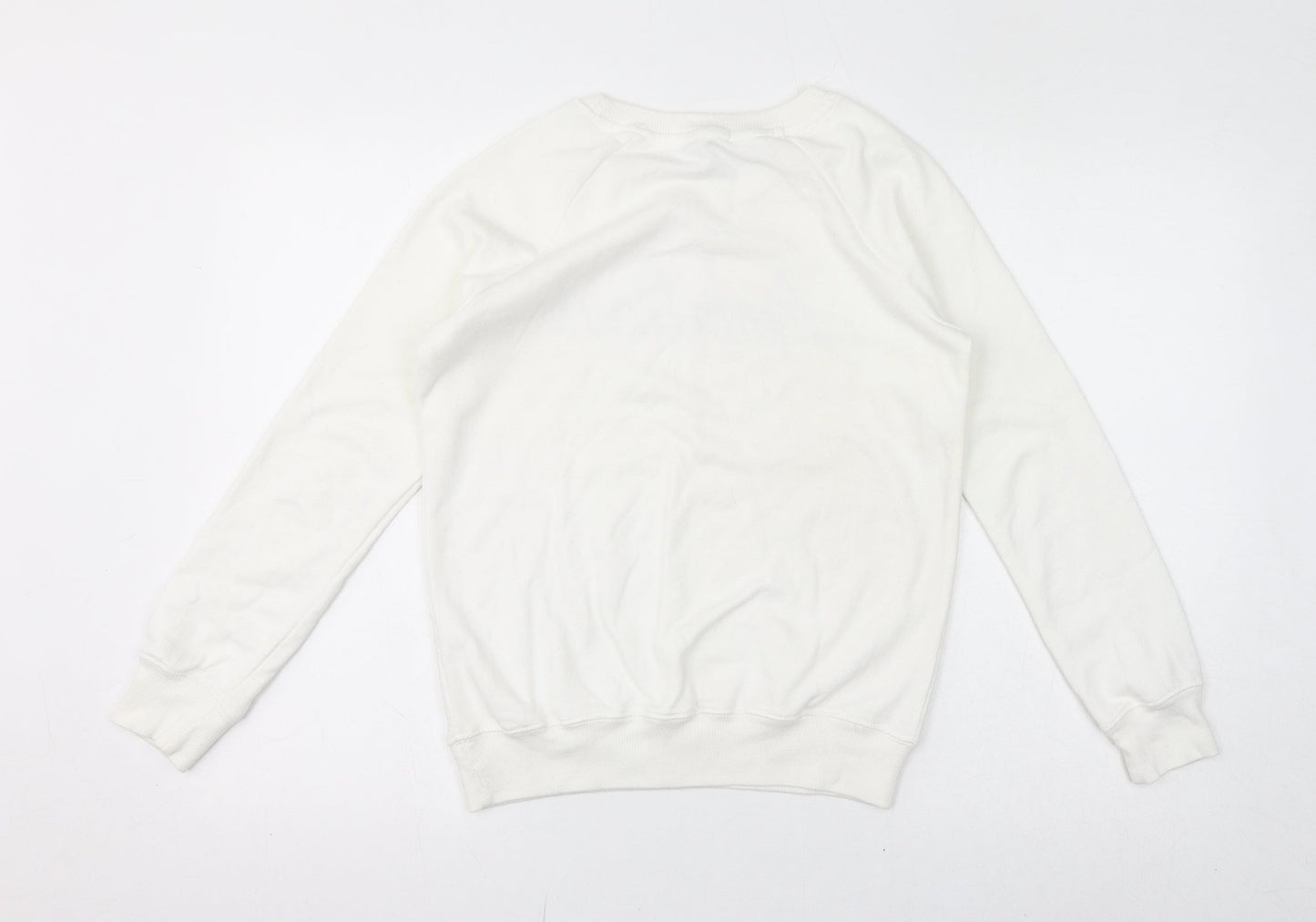 Bershka Womens White Polyester Pullover Sweatshirt Size S Pullover