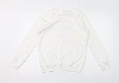 Bershka Womens White Polyester Pullover Sweatshirt Size S Pullover