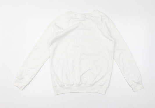 Bershka Womens White Polyester Pullover Sweatshirt Size S Pullover