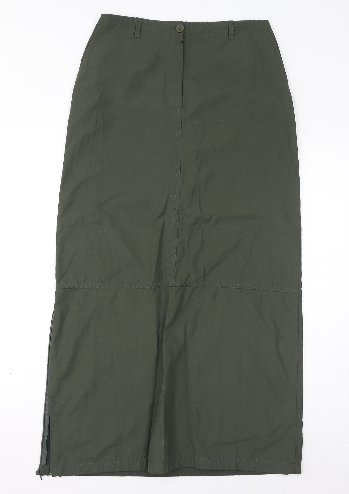 Terre de Marins Womens Green Cotton Straight & Pencil Skirt Size 10 Zip