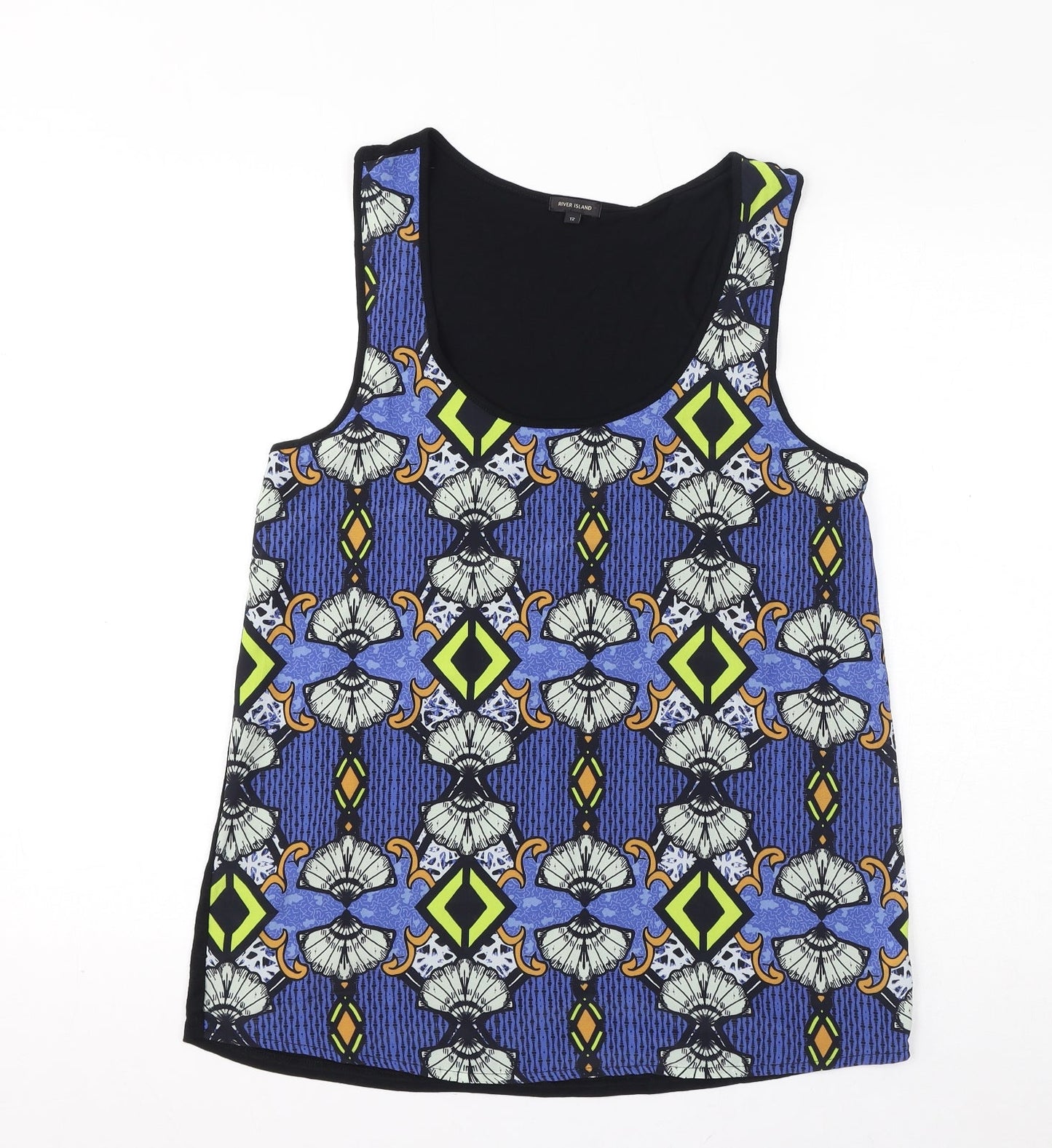 Womens UK Size 12 River Island Blue Basic Tank