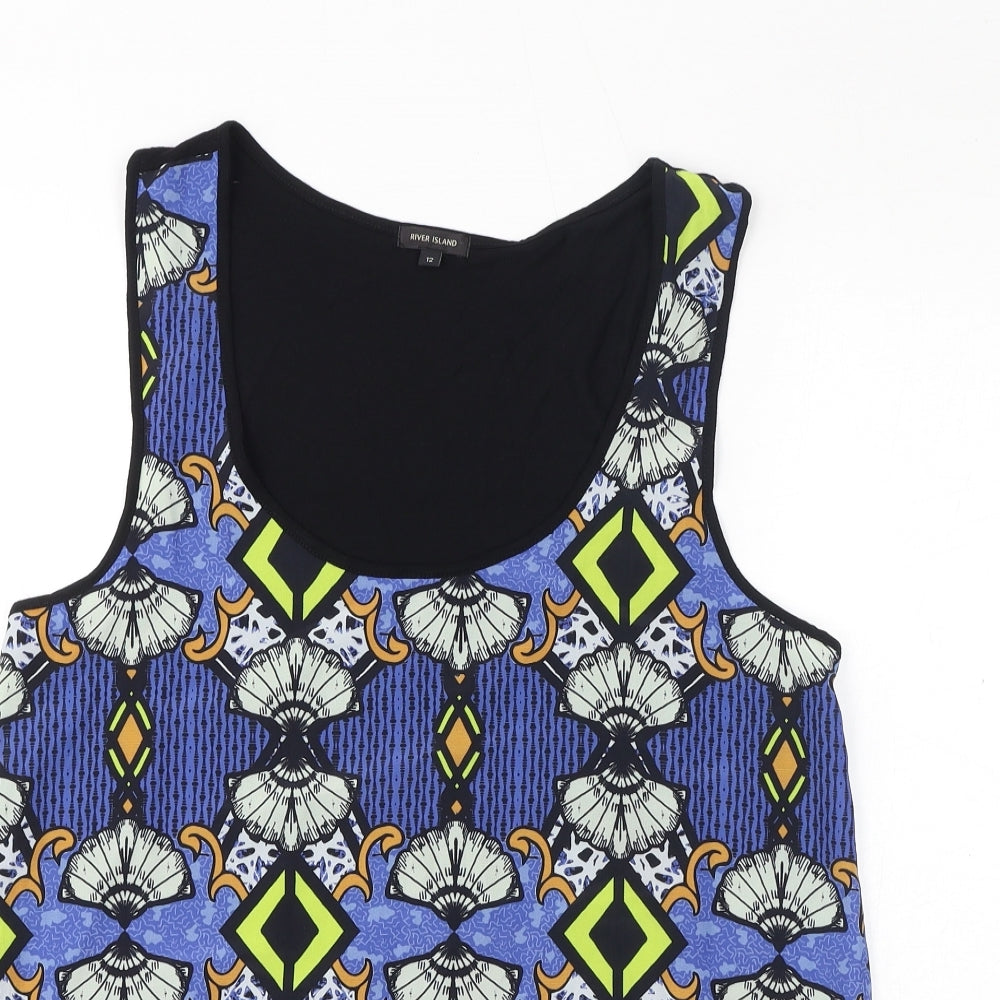 Womens UK Size 12 River Island Blue Basic Tank