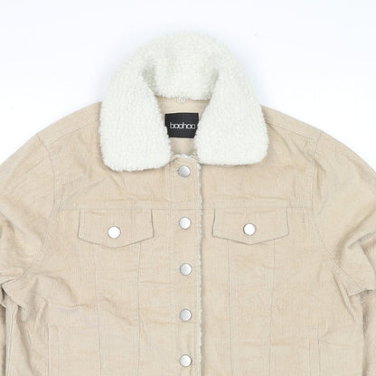 Boohoo Womens Beige Jacket Size 14 Button