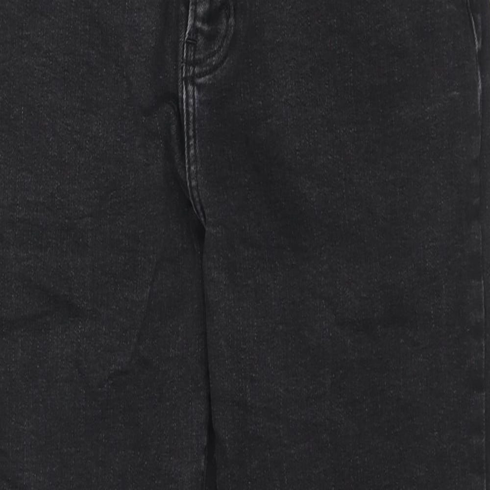 Denim & Co. Womens Black Cotton Straight Jeans Size 12 L26 in Regular Zip
