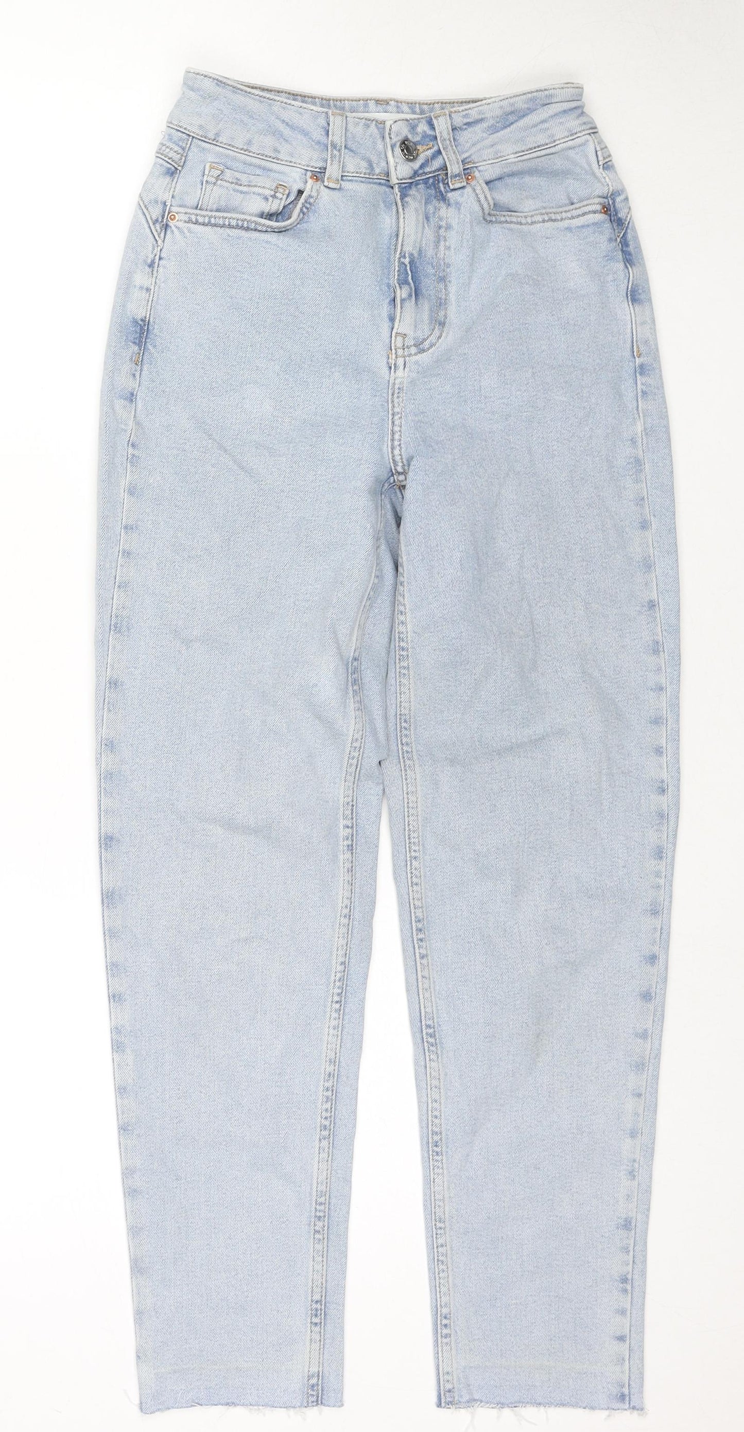 Denim & Co. Womens Blue Cotton Straight Jeans Size 4 L26 in Regular Zip