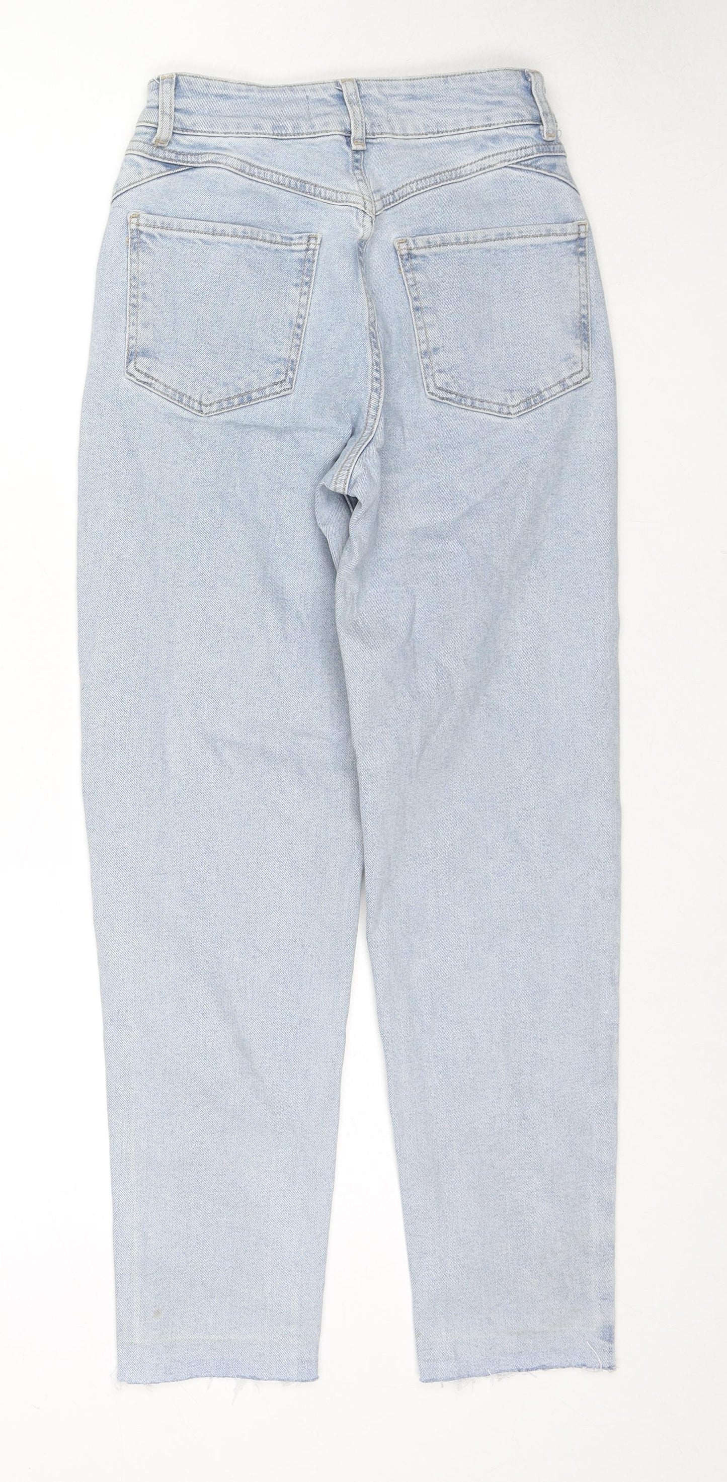 Denim & Co. Womens Blue Cotton Straight Jeans Size 4 L26 in Regular Zip