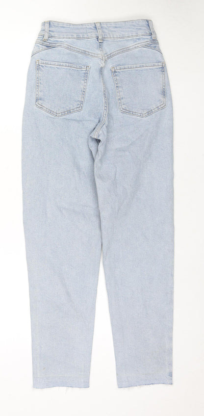 Denim & Co. Womens Blue Cotton Straight Jeans Size 4 L26 in Regular Zip