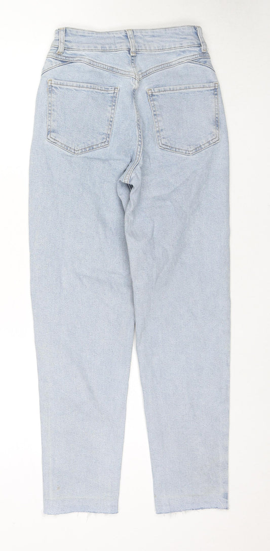 Denim & Co. Womens Blue Cotton Straight Jeans Size 4 L26 in Regular Zip