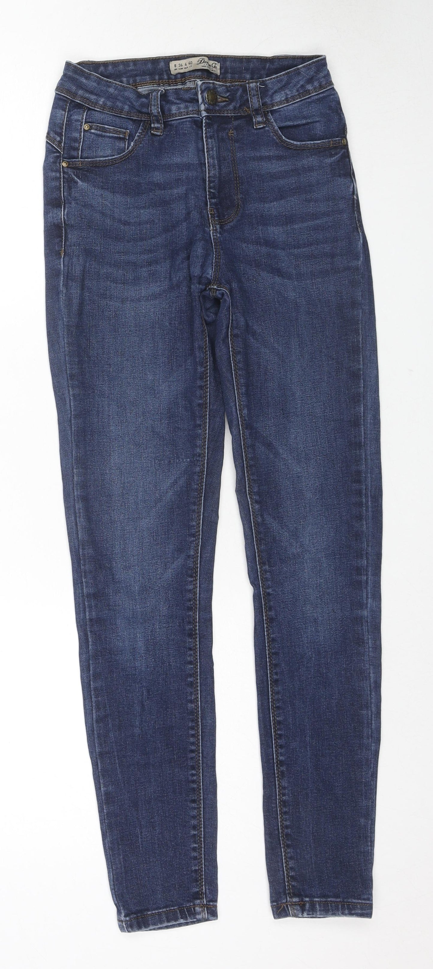 Denim & Co. Womens Blue Cotton Skinny Jeans Size 8 L26 in Regular Zip