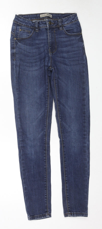 Denim & Co. Womens Blue Cotton Skinny Jeans Size 8 L26 in Regular Zip