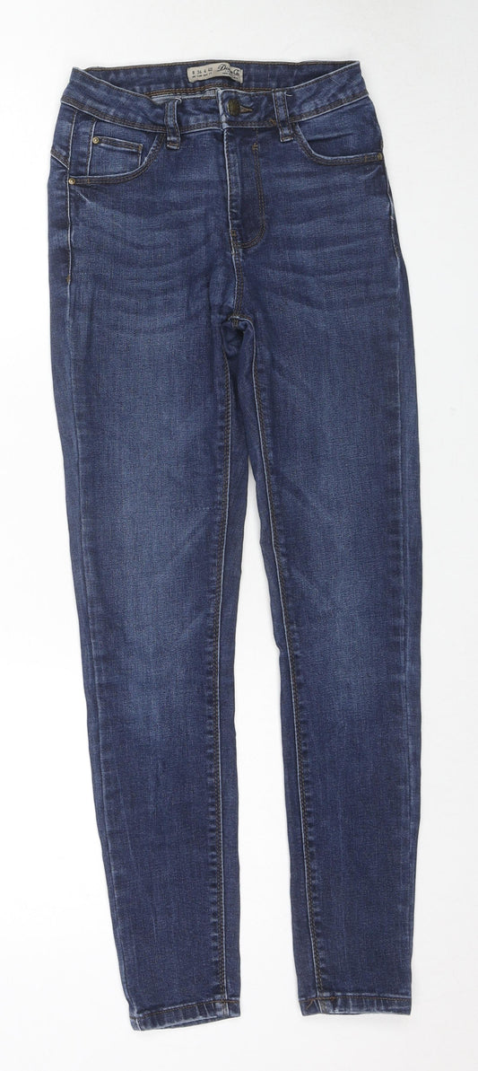 Denim & Co. Womens Blue Cotton Skinny Jeans Size 8 L26 in Regular Zip