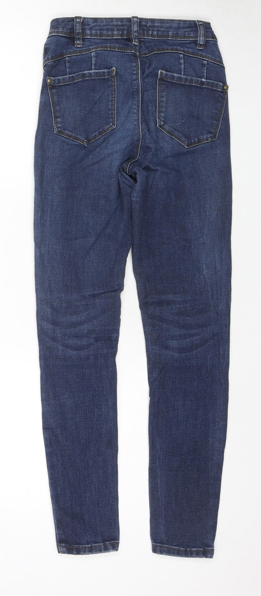 Denim & Co. Womens Blue Cotton Skinny Jeans Size 8 L26 in Regular Zip