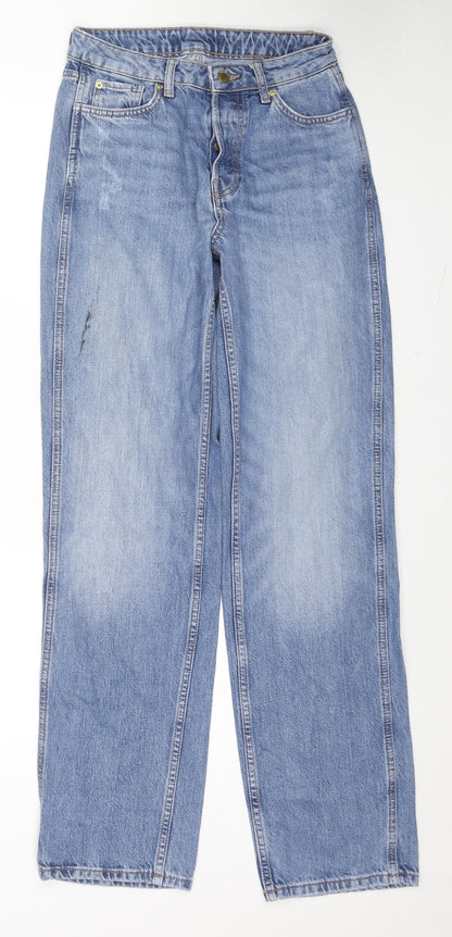 Zara Womens Blue Cotton Straight Jeans Size 26 in L32 in Regular Button