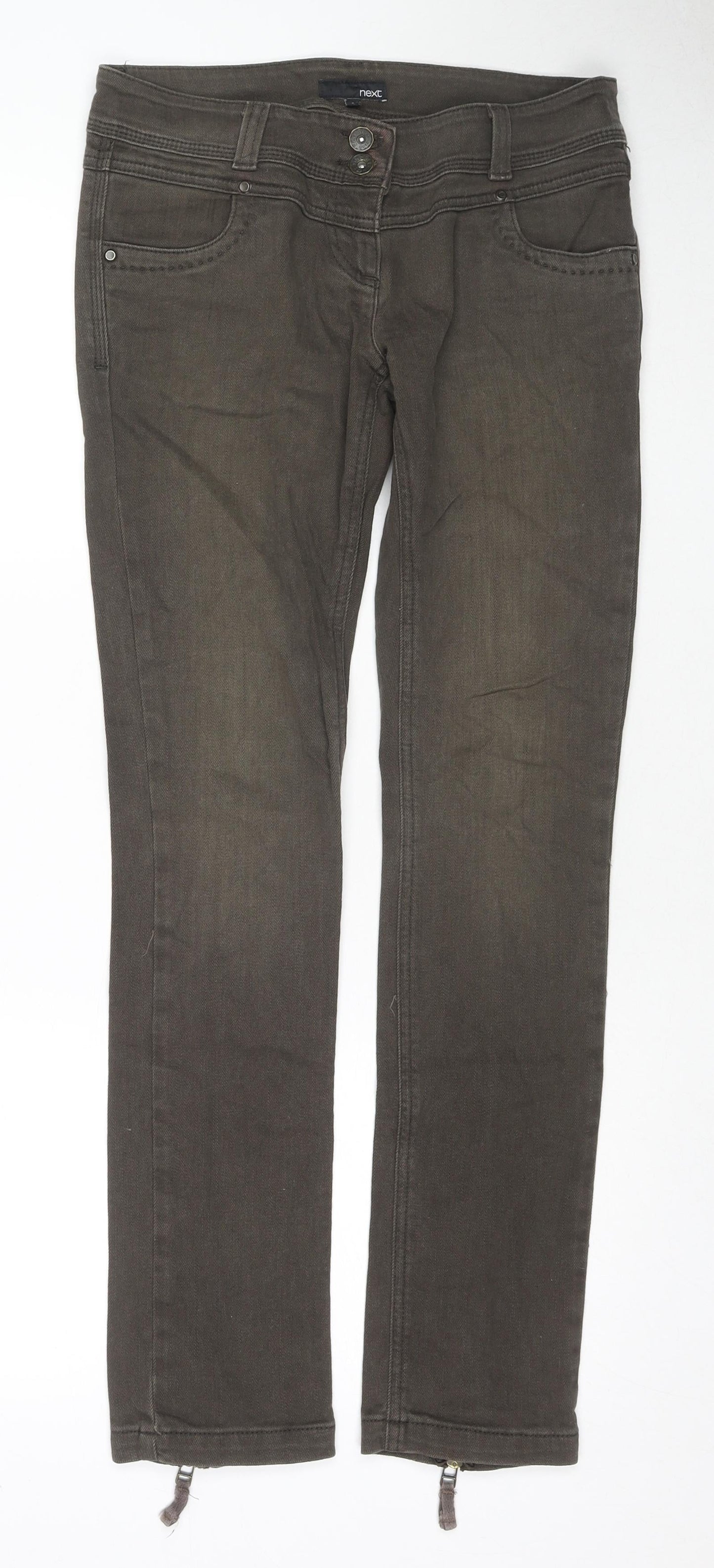 NEXT Womens Green Cotton Skinny Jeans Size 8 L28 in Regular Zip