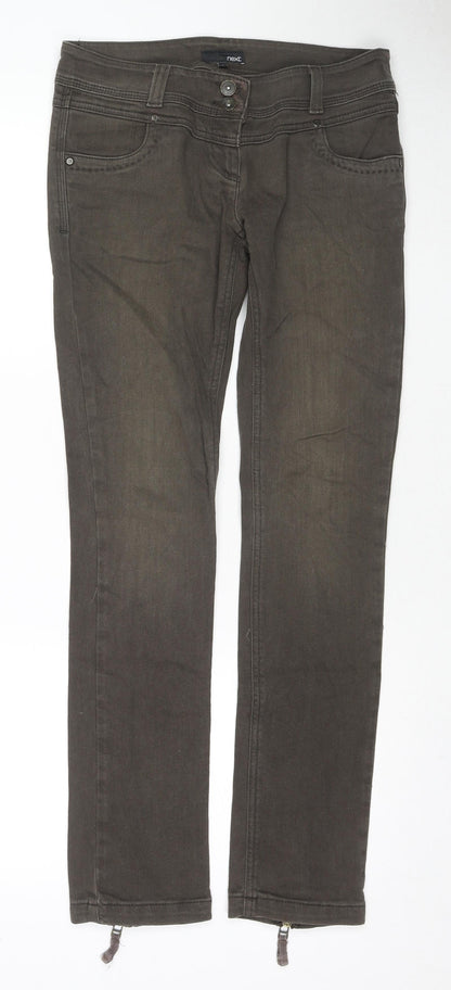NEXT Womens Green Cotton Skinny Jeans Size 8 L28 in Regular Zip