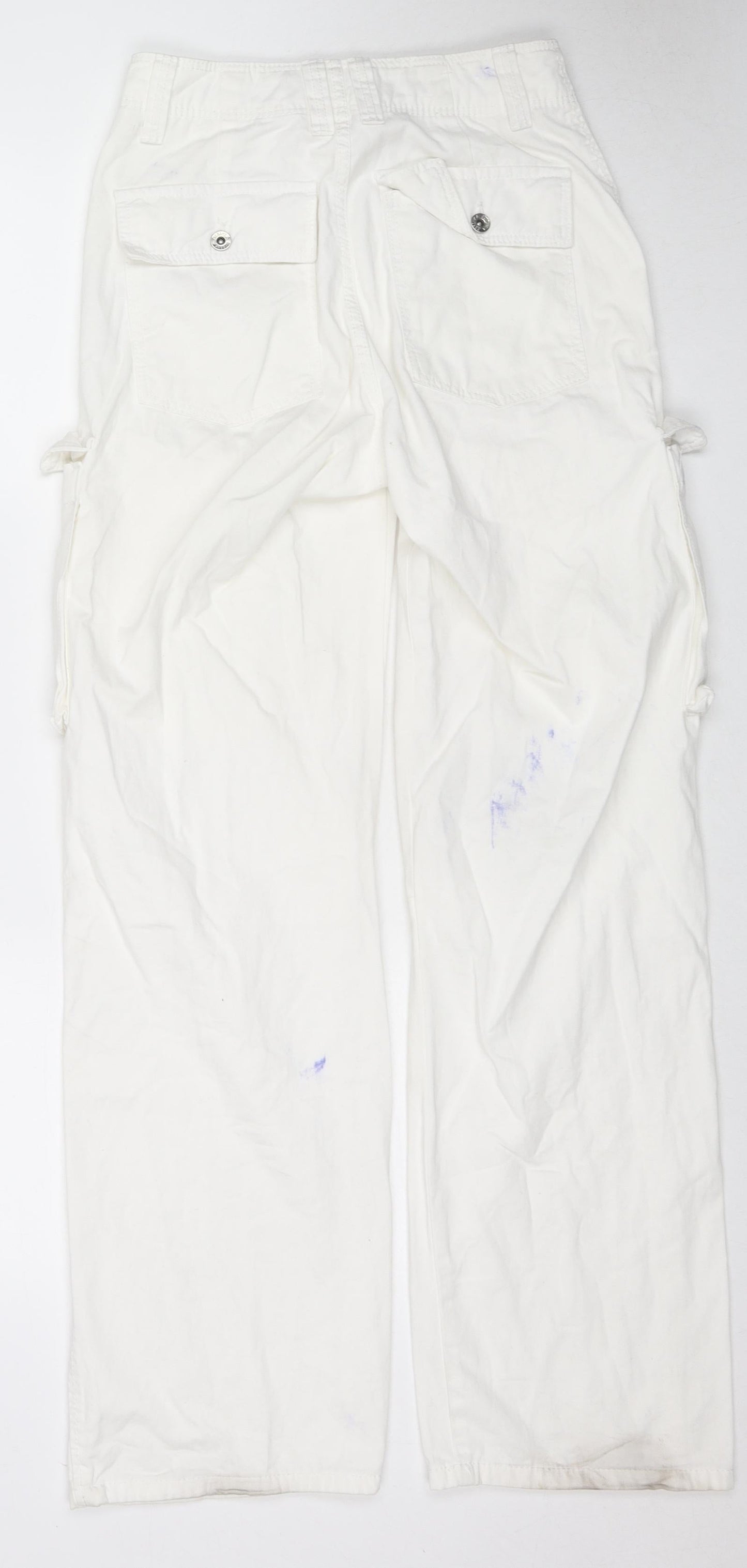 Bershka Womens White Cotton Straight Jeans Size 6 L30 in Regular Zip - Cargo Style
