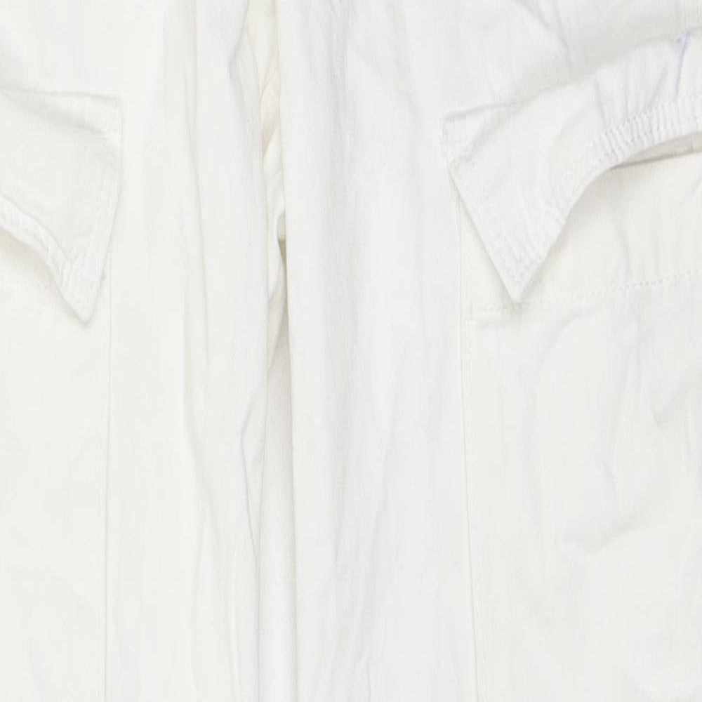 Bershka Womens White Cotton Straight Jeans Size 6 L30 in Regular Zip - Cargo Style