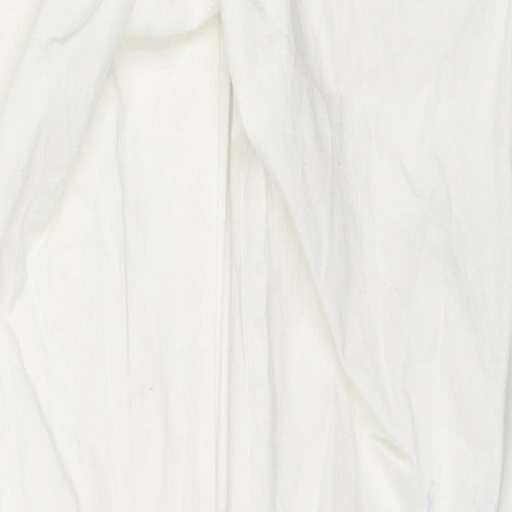 Bershka Womens White Cotton Straight Jeans Size 6 L30 in Regular Zip - Cargo Style