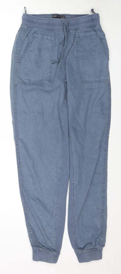 Womens UK Size 8 Marks and Spencer Regular Fit Carrot Blue Trousers