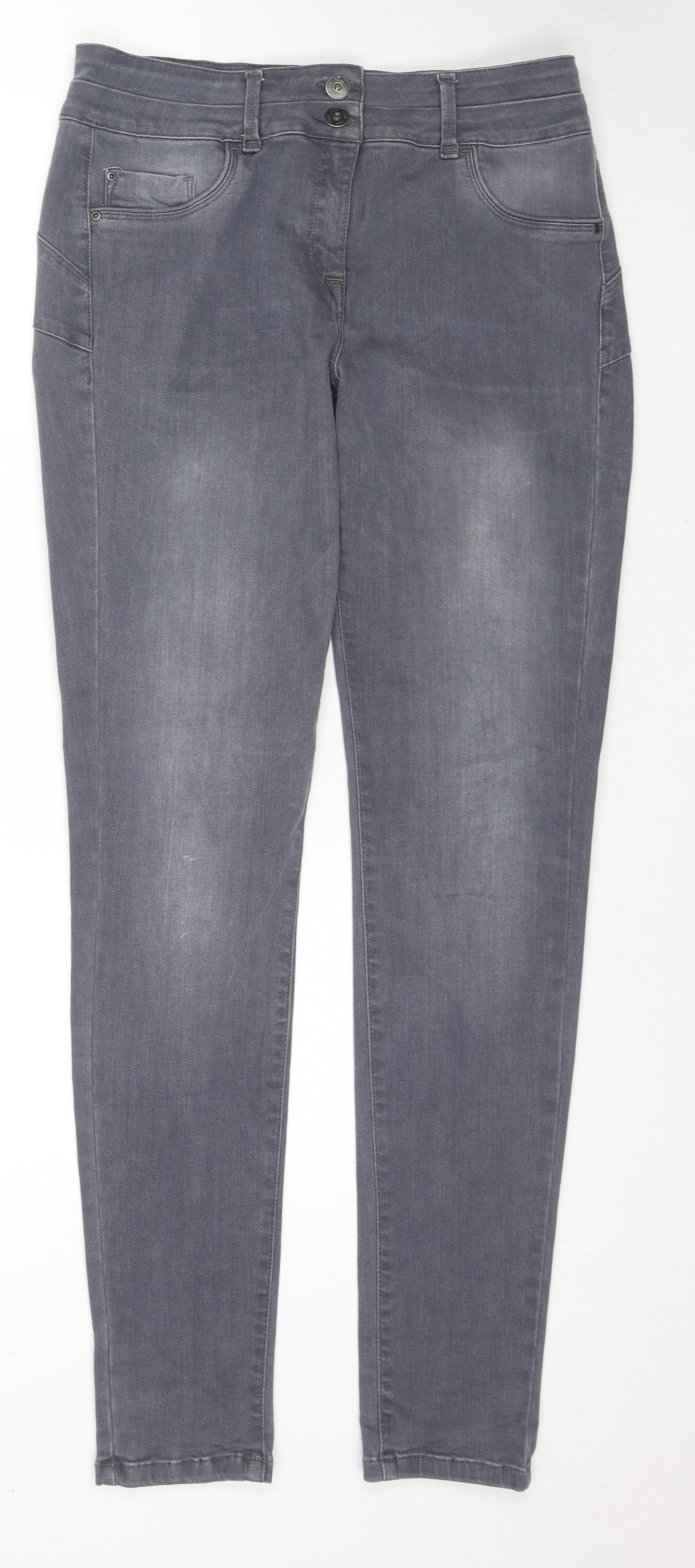NEXT Womens Grey Cotton Skinny Jeans Size 25 in L31 in Regular Zip