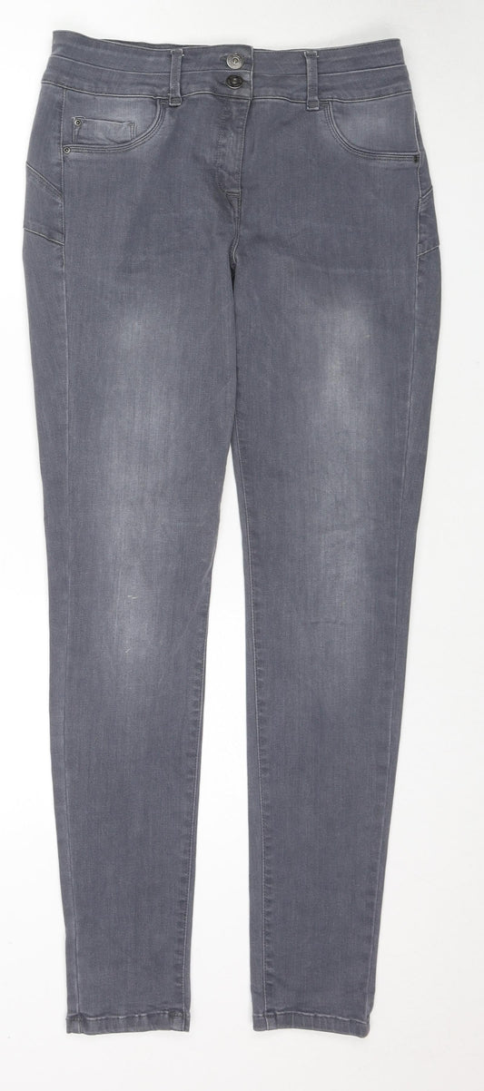 NEXT Womens Grey Cotton Skinny Jeans Size 25 in L31 in Regular Zip