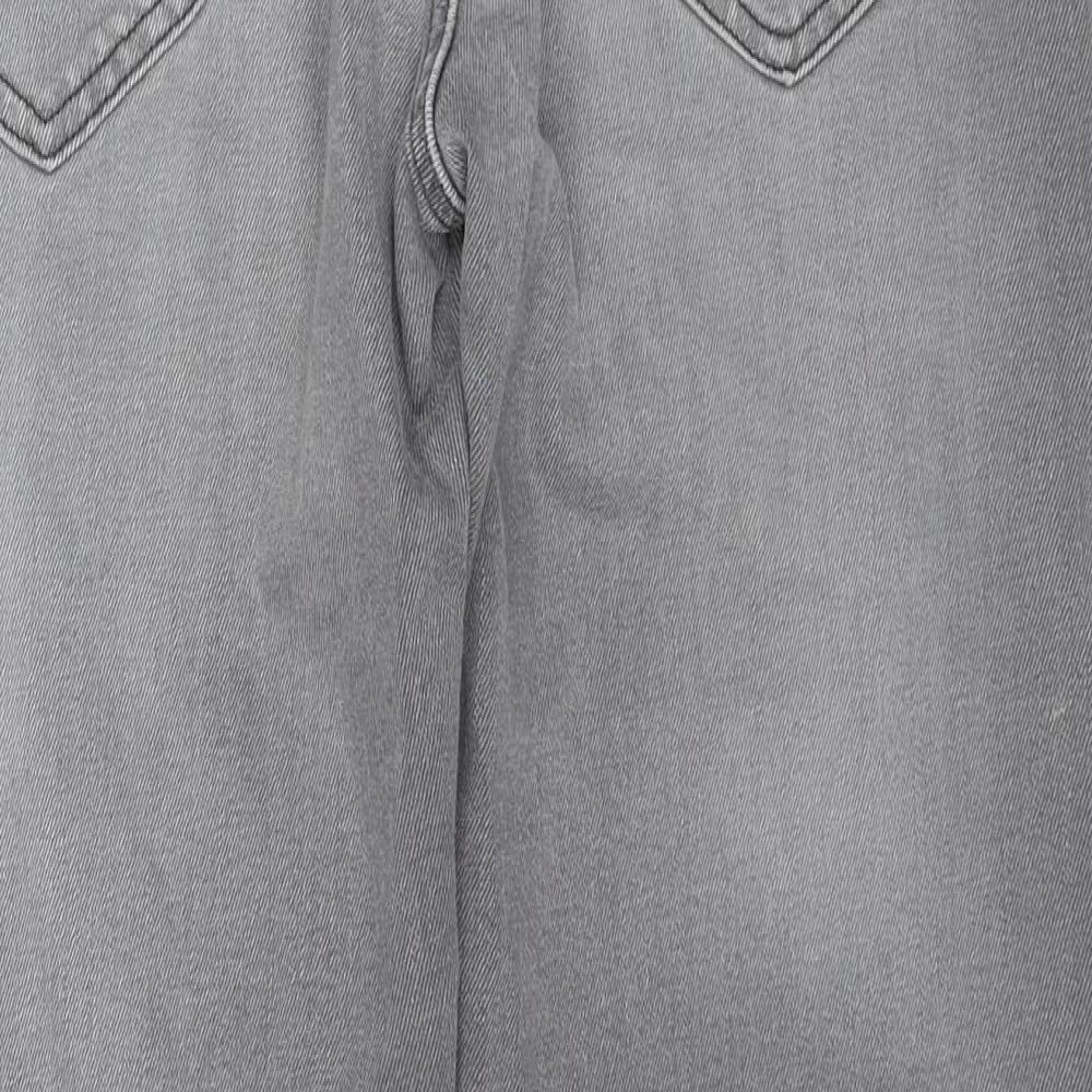 Lee Mens Grey Cotton Straight Jeans Size 32 in L32 in Regular Zip