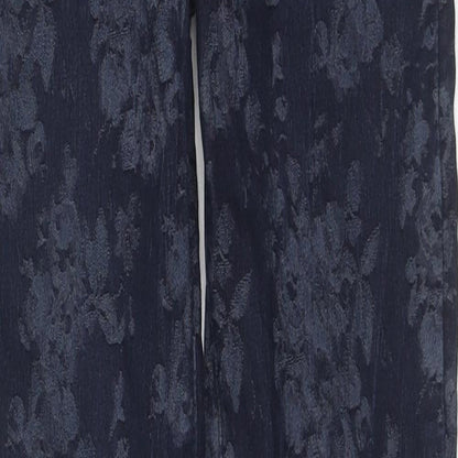 Denim & Co. Womens Blue Floral Cotton Skinny Jeans Size 8 L29 in Regular Zip