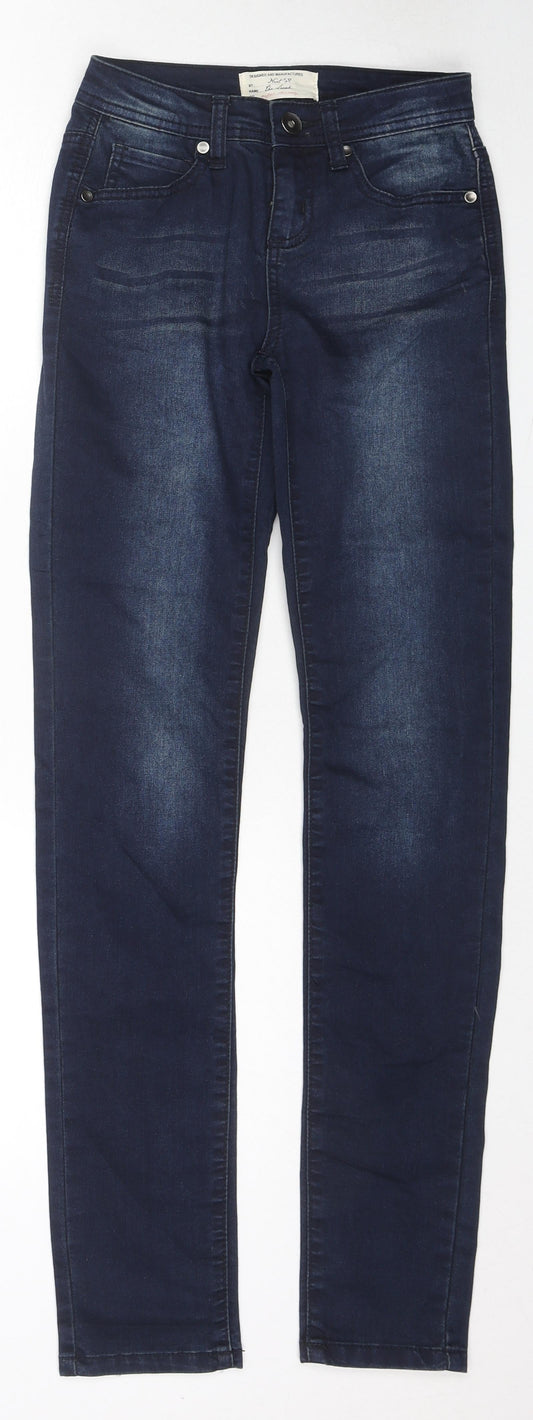 NEXT Womens Blue Cotton Skinny Jeans Size 6 L30 in Regular Zip