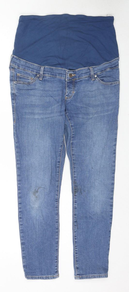 Topshop Womens Blue Cotton Skinny Jeans Size 10 L25 in Slim Zip