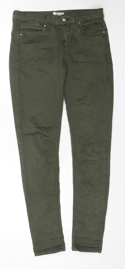 Topshop Womens Green Cotton Skinny Jeans Size 28 in L30 in Regular Zip