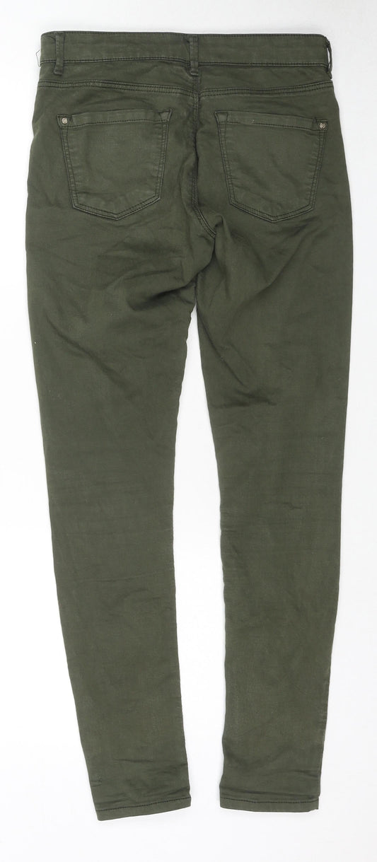 Topshop Womens Green Cotton Skinny Jeans Size 28 in L30 in Regular Zip