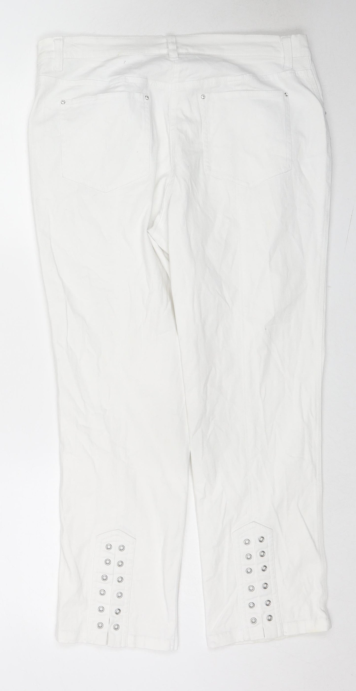 BPC Collection Womens White Cotton Straight Jeans Size 14 L25 in Regular Zip